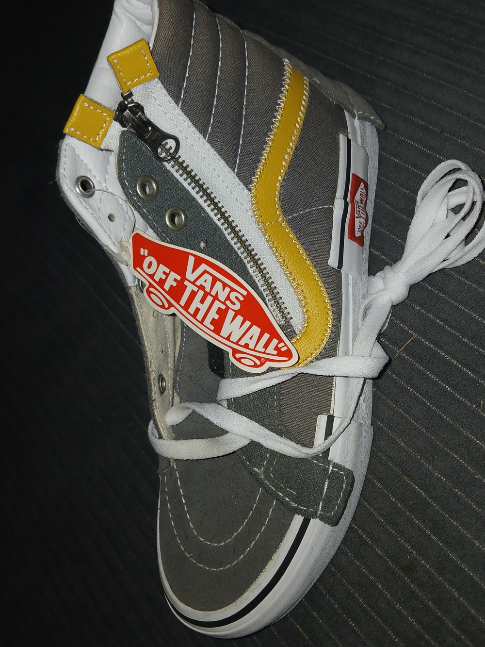 Vans Gray and Yellow Sk8-Hi Zip High-Top Sneakers